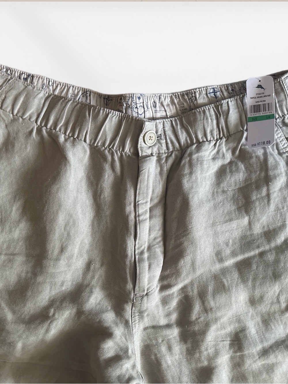 Tommy Bahama Tropical Dream Men's Straight-Leg Pants in Light Beige Size Large - Picture 5 of 5